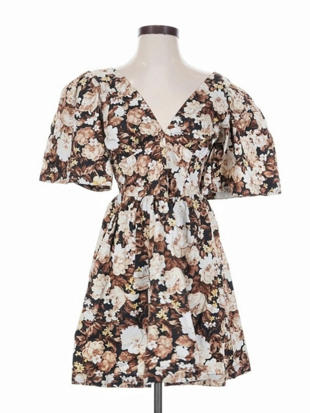 Abercrombie & Fitch Floral Mini Dress Brown & Cream Size Small NWT